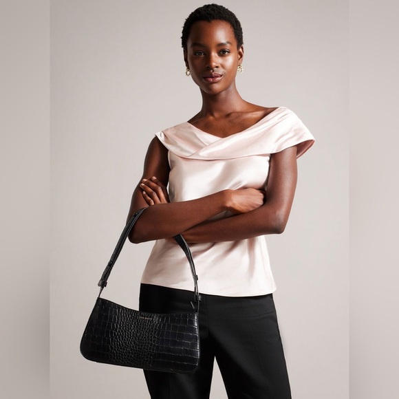 Ted Baker Tops - NWT Ted Baker WMB-Deanaah Draped Neck Straight Top in LT- Nude Size 4